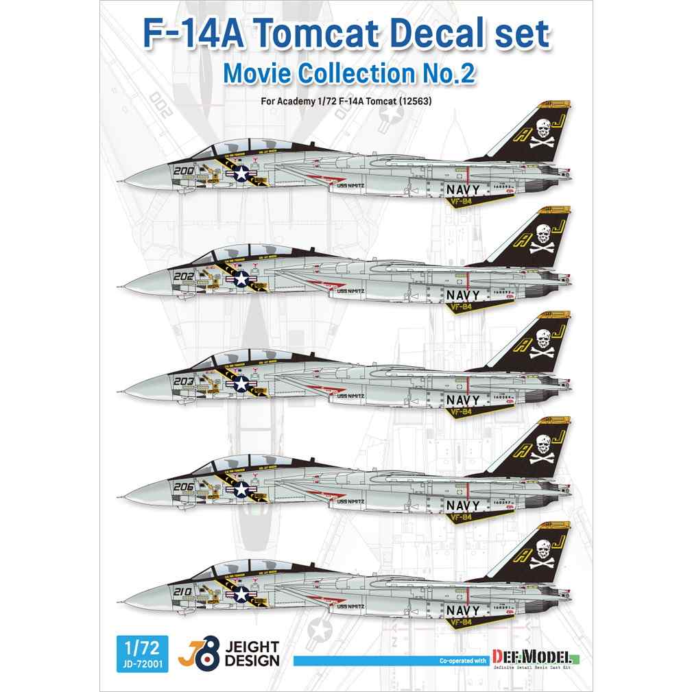【再入荷】JEIGHT DESIGN JD-72001 1/72 【ムービーコレクション No.2 1980年】グラマン F-14A トムキャット VF-84 ジョリーロジャース 【ネコポス可】|飛行