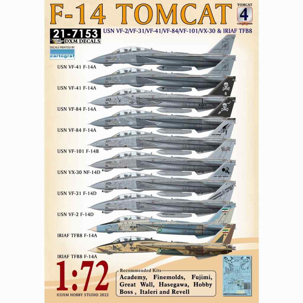 【再入荷】21-7153 1/72 アメリカ海軍/イラン空軍 F-14A/B/D トムキャット コレクション4|飛行機用デカール|飛行機