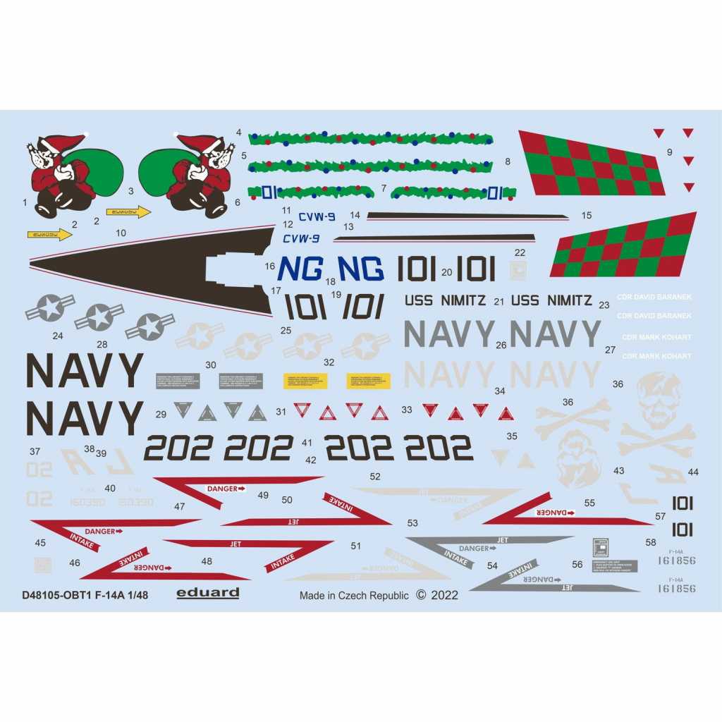 【再入荷】D48105 1/48 F-14A デカール (タミヤ用) ※5種マーキング付属|飛行機用デカール|飛行機