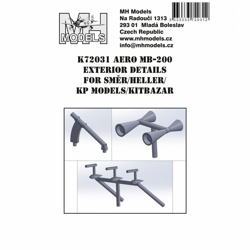 MHモデルズK72031 1/72 アエロ MB-200 外装ディテールパーツ (スマ―/KPモデル用)|飛行機用パーツ|飛行機