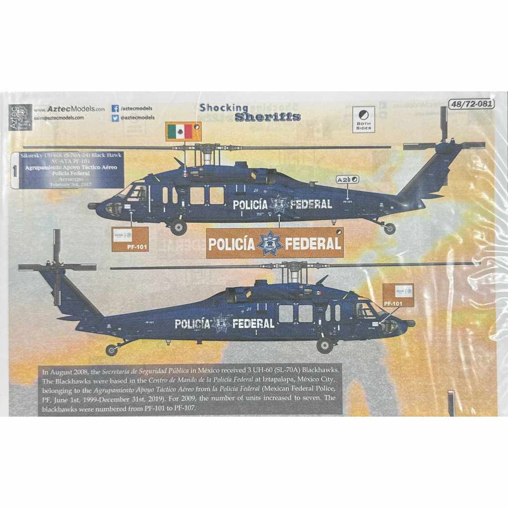 AZD48081 Shocking Sheriffs v2 Sikorsky UH-60 Blackhawk from the Mexican Policia Federal|飛行機用デカール|飛行機