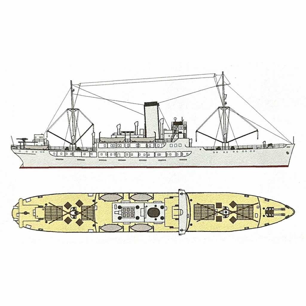 SS-C-068 船舶運営會 日本郵船所属 貨客船 雲仙丸|第二次大戦の艦船モデル|艦船