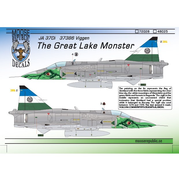 ムースリパブリックデカール 48025 サーブ JA-37Di 37386 ビゲン Great Lake Monster|飛行機用デカール|飛行機