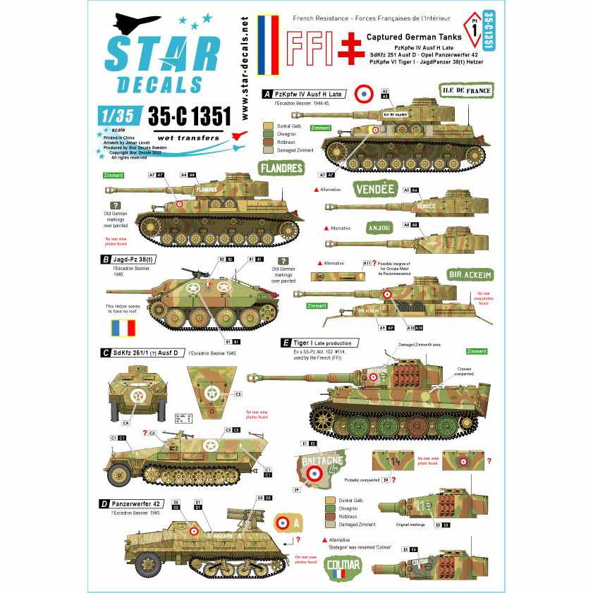 35-C1351 1/35 WWII FFI1 FFI(ե󥹹ⷳ)óͤ줿ɥ IVHǽ SdKfz251D ѥĥե ƥI إåĥ