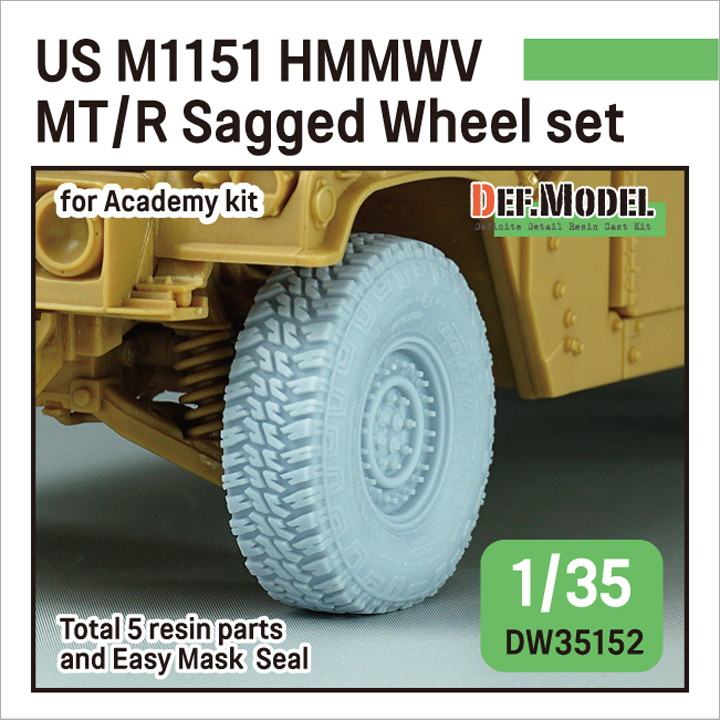 【再入荷】DW35152 1/35 現用 アメリカ M1151 ハンビー用自重変形MT/Rタイヤセット(アカデミー用)|AFV用パーツ|AFV