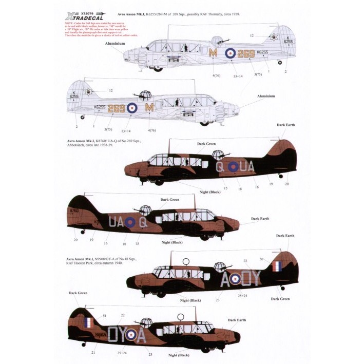 X72079 RAF アンソン/ボーフォート/ウェリントン|飛行機用デカール|飛行機