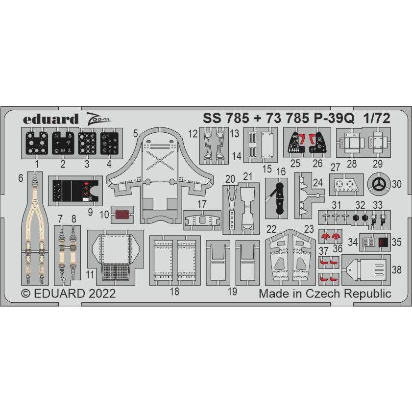 73785 塗装済 1/72 P-39Q エッチングパーツ (アルマホビー用)|飛行機用パーツ|飛行機