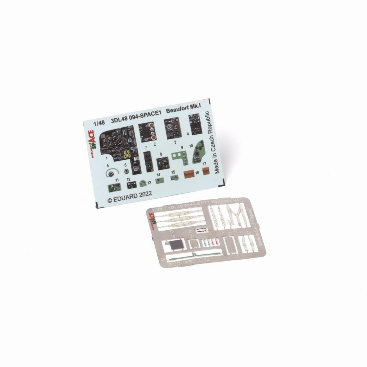 3DL48094 1/48 ボーフォート Mk.I 「スペース」内装3Dデカール w/エッチングパーツセット (ICM用)|飛行機用パーツ|飛行機