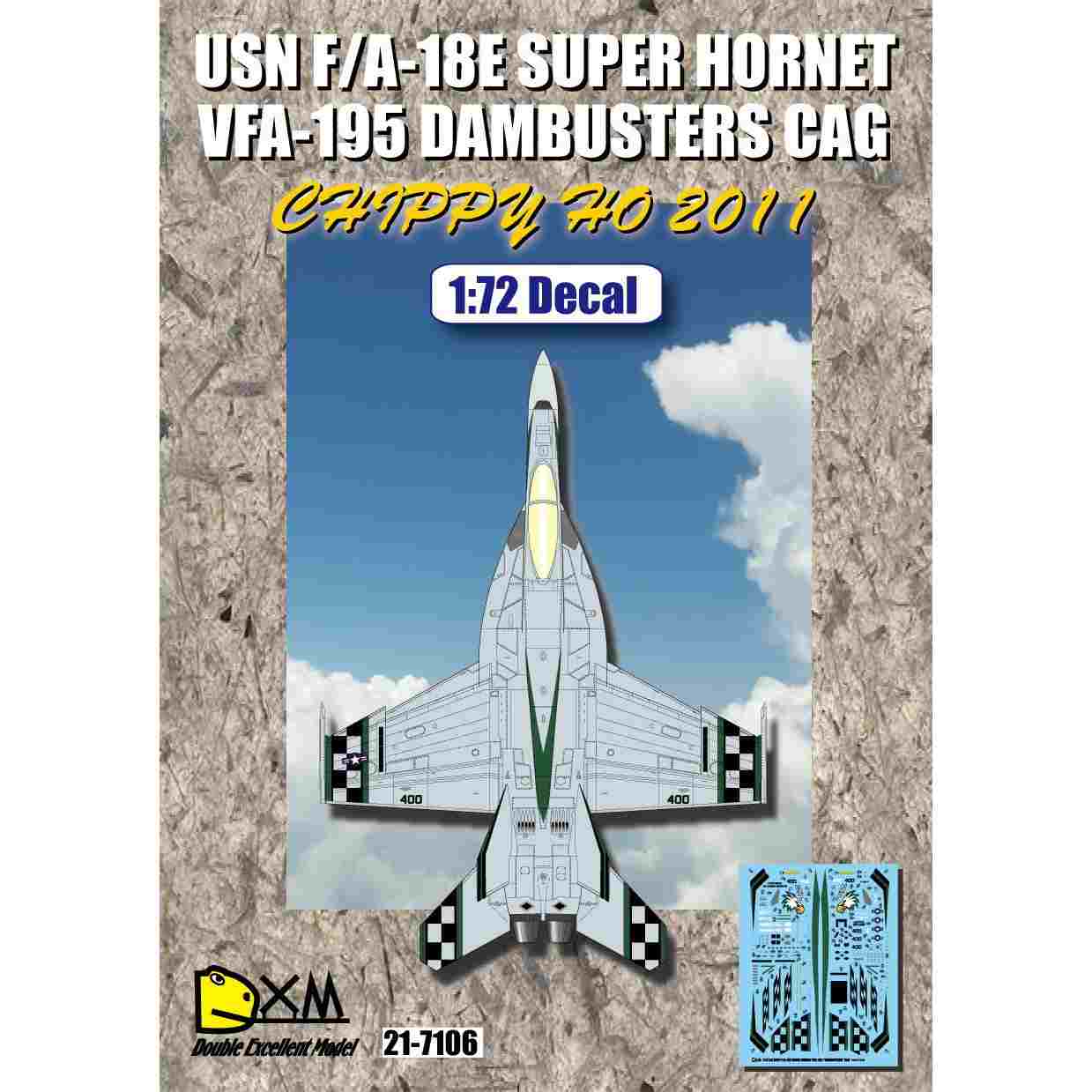 【再入荷】21-7106 1/72 アメリカ海軍 F/A-18E スーパーホーネット VFA-195 ダムバスターズ チッピーホー2011|飛行機用デカール|飛行機