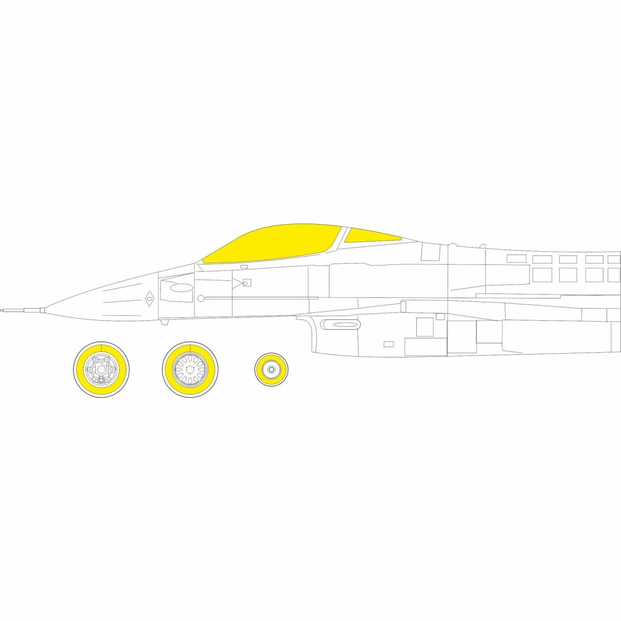 EX920 1/48 F-16C ブロック25/42 「Tフェース」両面塗装マスクシール (キネティック用)|飛行機用マスキングシール|飛行機