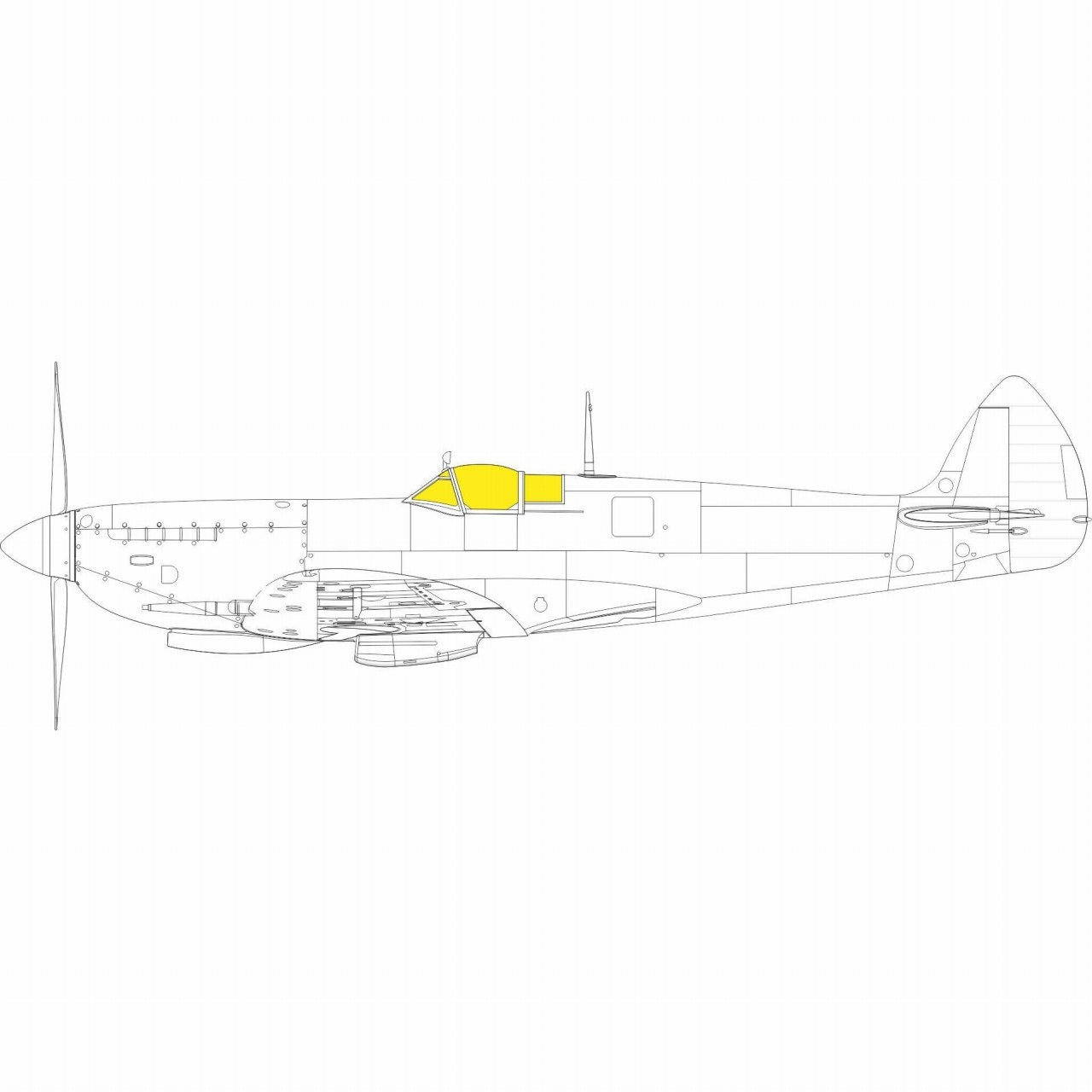 EX923 1/48 スーパーマリン スピットファイア Mk.VIII 「Tフェース」両面塗装マスクシール (エデュアルド用)|飛行機用マスキングシール|飛行機
