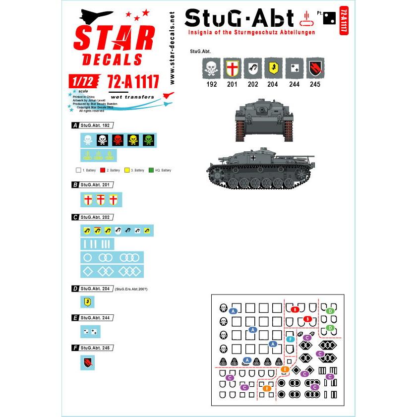 72-A1117 1/72 WWII ドイツ 突撃砲部隊＃2 突撃砲大隊の汎用マーキング＃2|AFV用デカール|AFV