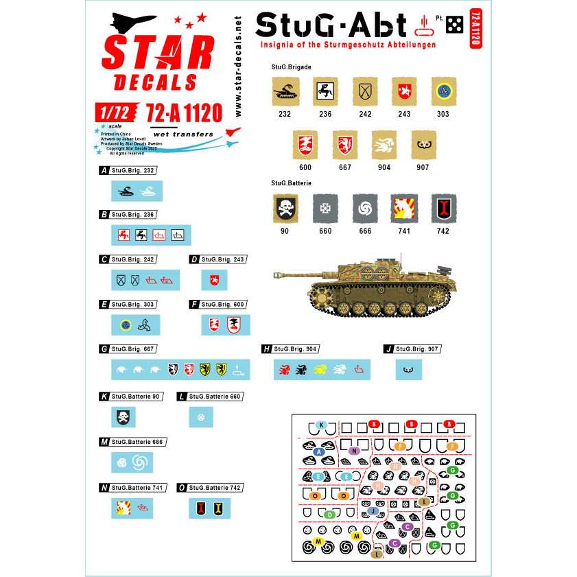 72-A1120 1/72 WWII ドイツ 突撃砲部隊＃5 突撃砲旅団の汎用マーキング