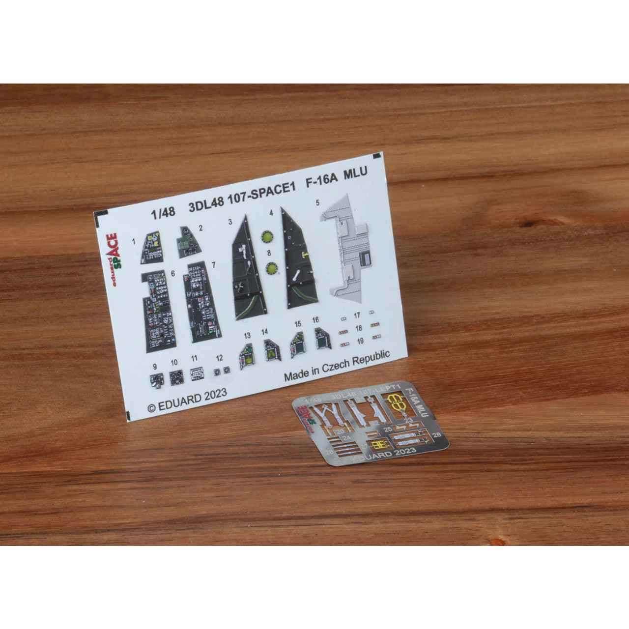 3DL48107 1/48 ジェネラル・ダイナミクス F-16A MLU ファイティングファルコン 「スペース」内装3Dデカール w/エッチングパーツセット (キネティック用)|飛行機用デカール|飛行