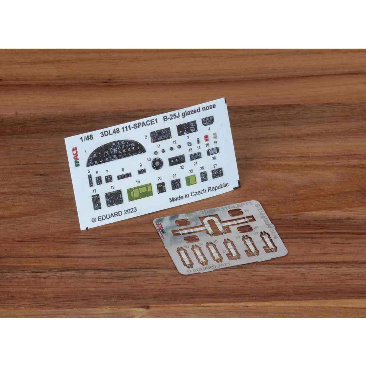 3DL48111 1/48 ノースアメリカン B-25J ミッチェル 「グラスノーズ」 「スペース」内装3Dデカール w/エッチングパーツセット (HKモデル用)|飛行機用デカール|飛行機