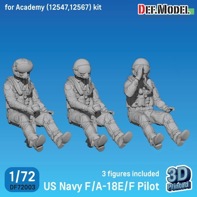 DF72003 1/72 現用 米海軍 F/A-18E/F パイロットセット 3体入り 【ネコポス規格外】|大戦後のフィギュア|フィギュア