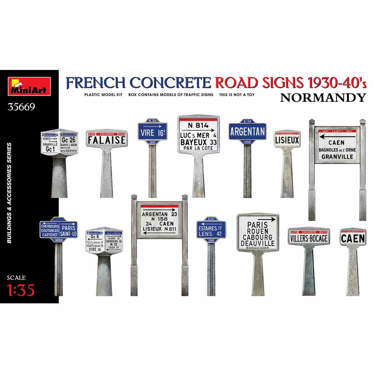 35669 1/35 フランスのコンクリート道路標識 1930-40年代 ノルマンディー|建物／情景用パーツ|フィギュア