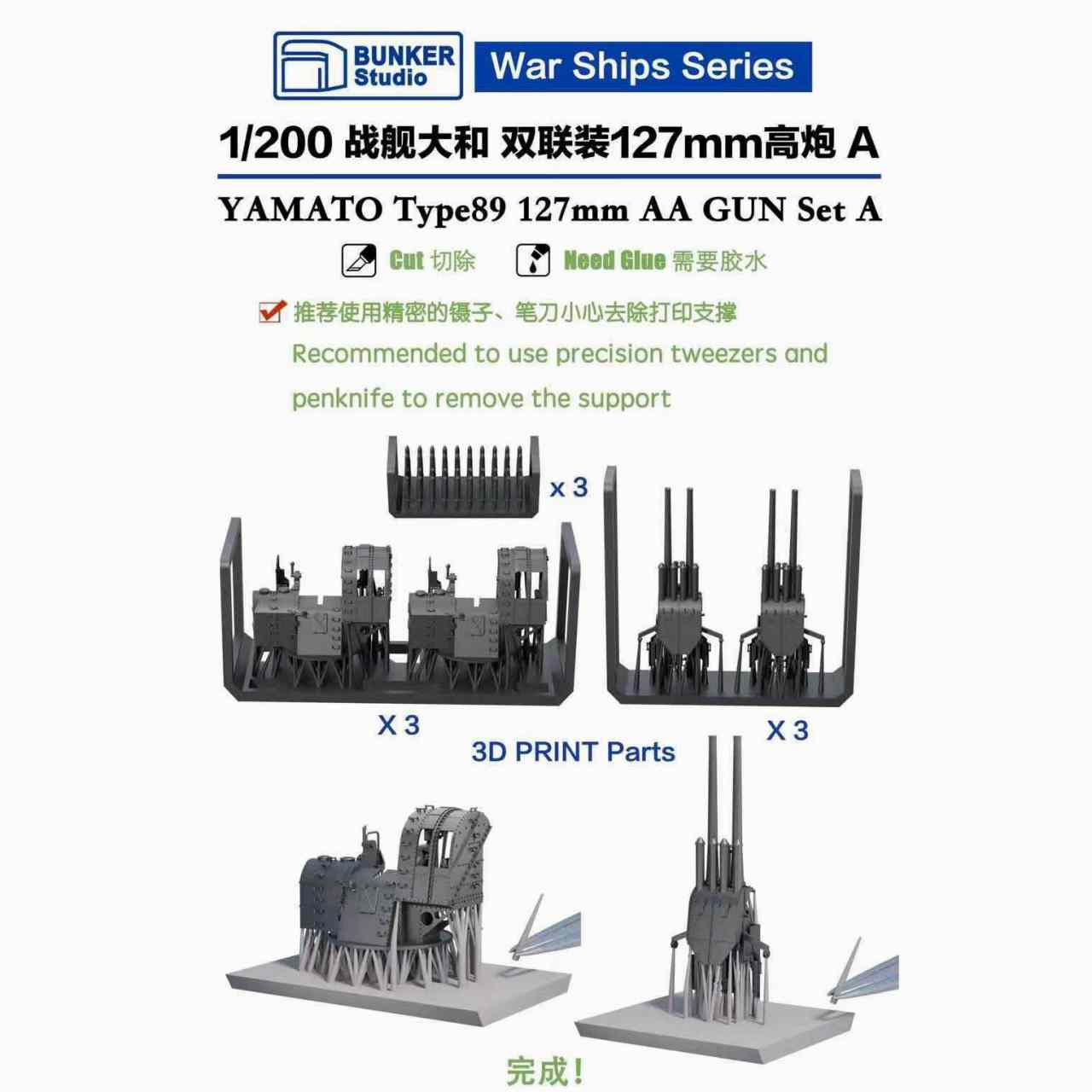 IJN20110 日本海軍 八九式12.7cm連装機銃セット A|艦船用パーツ|艦船