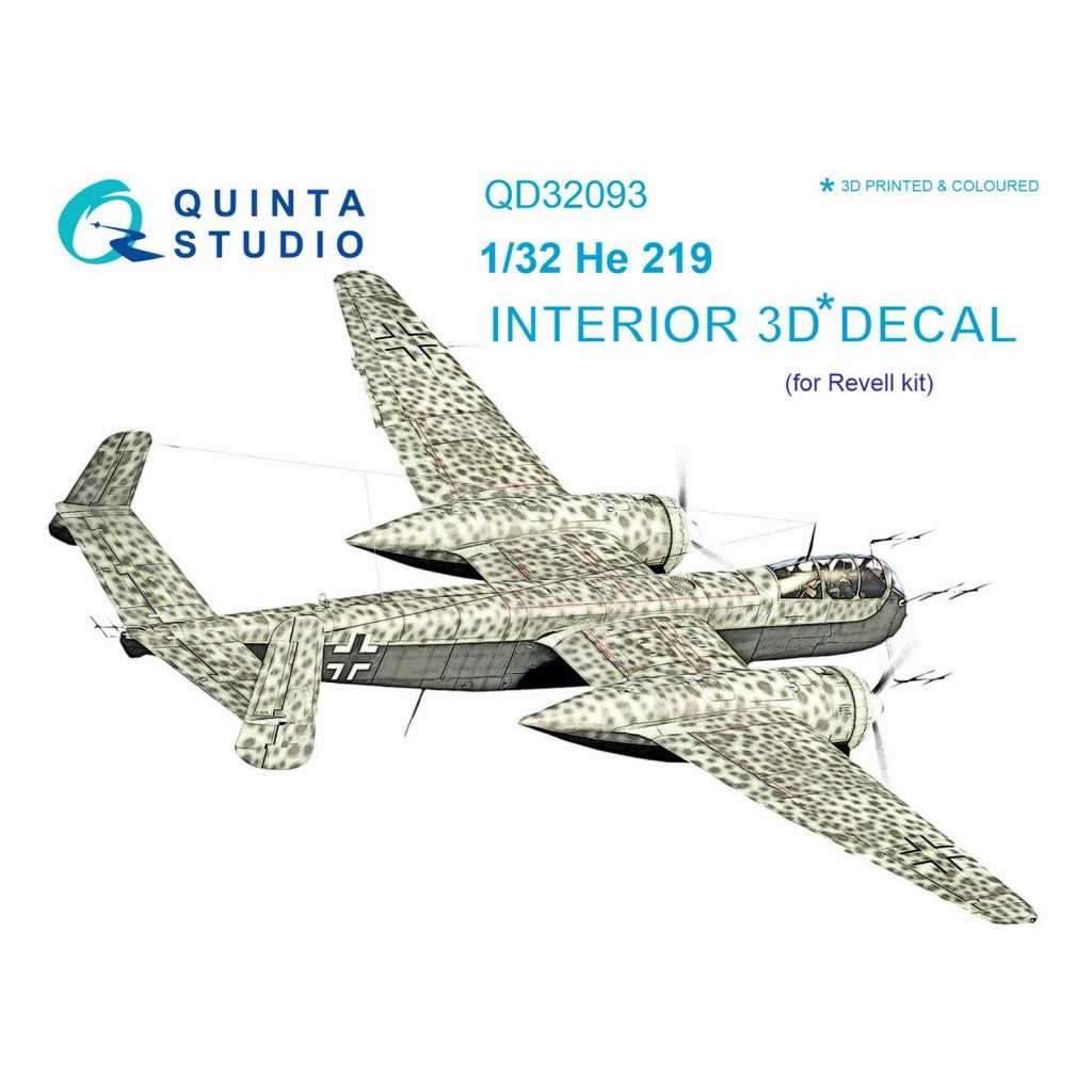 QD32093 1/32 ハインケル He219 ウーフー 内装カラー3Dデカール(レベル用)|飛行機用デカール|飛行機