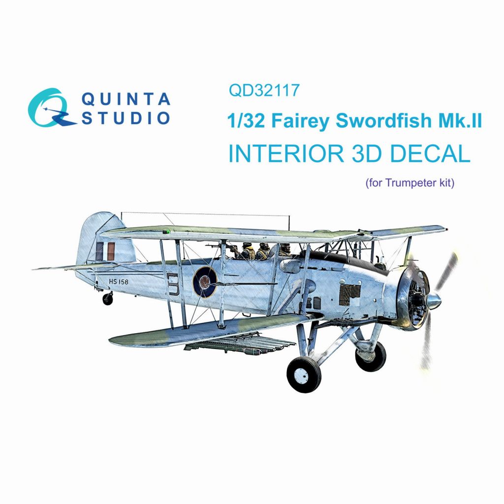 QD32117 1/32 フェアリー ソードフィッシュ Mk.II 内装カラー3Dデカール(トランペッター用)|飛行機用デカール|飛行機