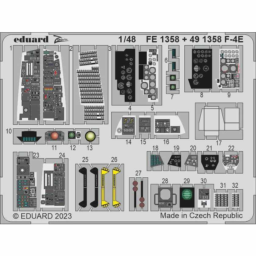 FE1358 塗装済 1/48 F-4E ズームエッチングパーツ (モンモデル用