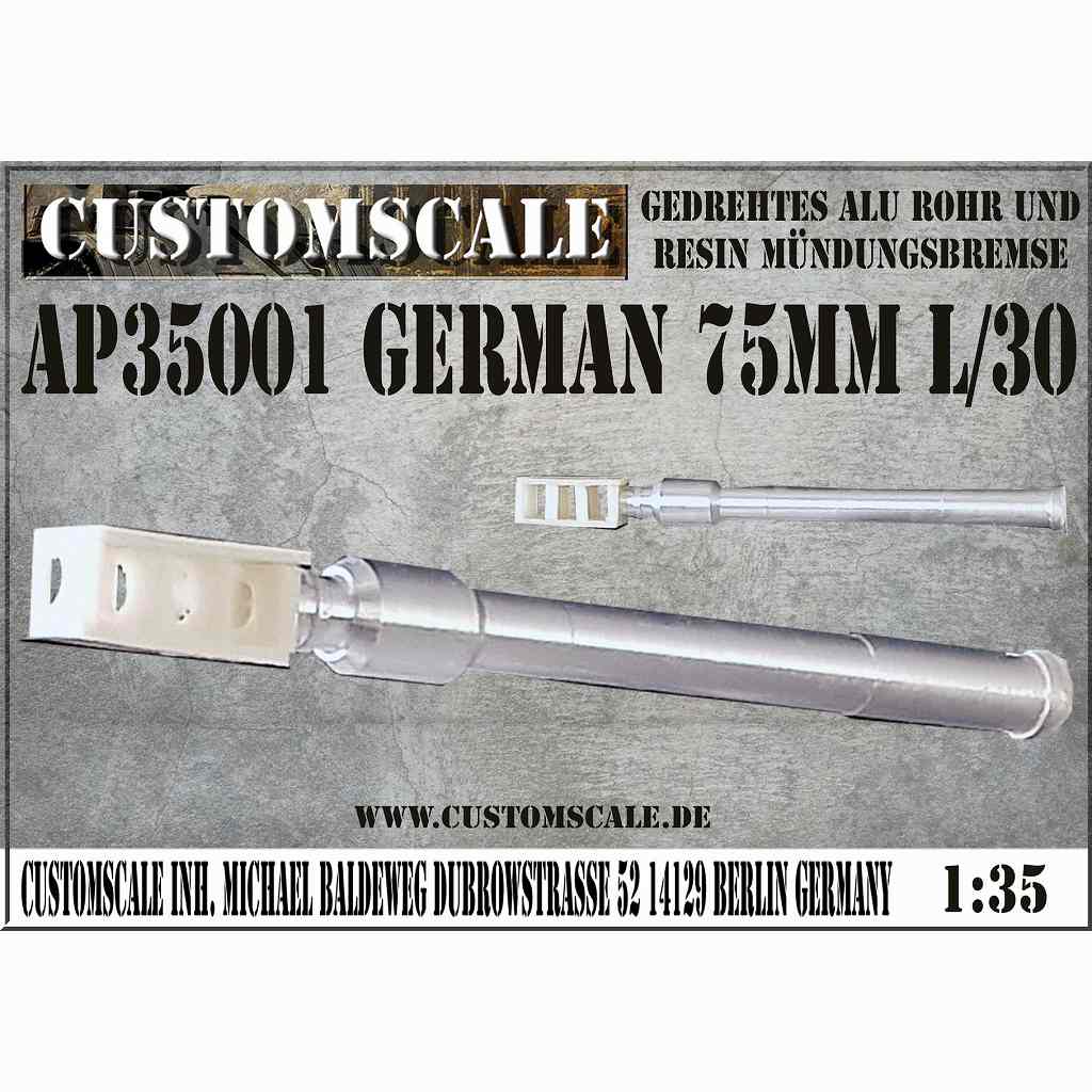 AP35001 1/35 ドイツ 75mm L/30 アルミ製砲身 レジン製マズルブレーキ