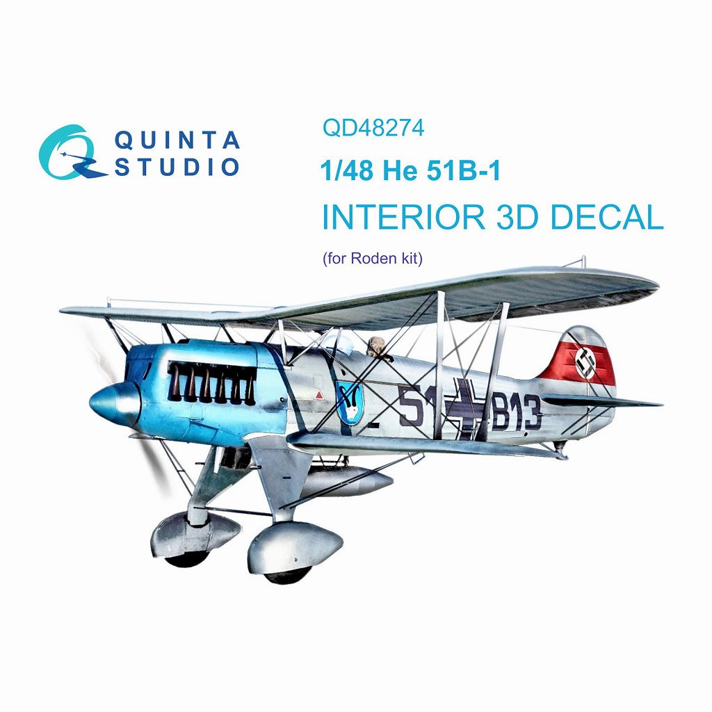 QD48274 1/48 ハインケル He51B 内装カラー3Dデカール(ローデン用)|飛行機用デカール|飛行機