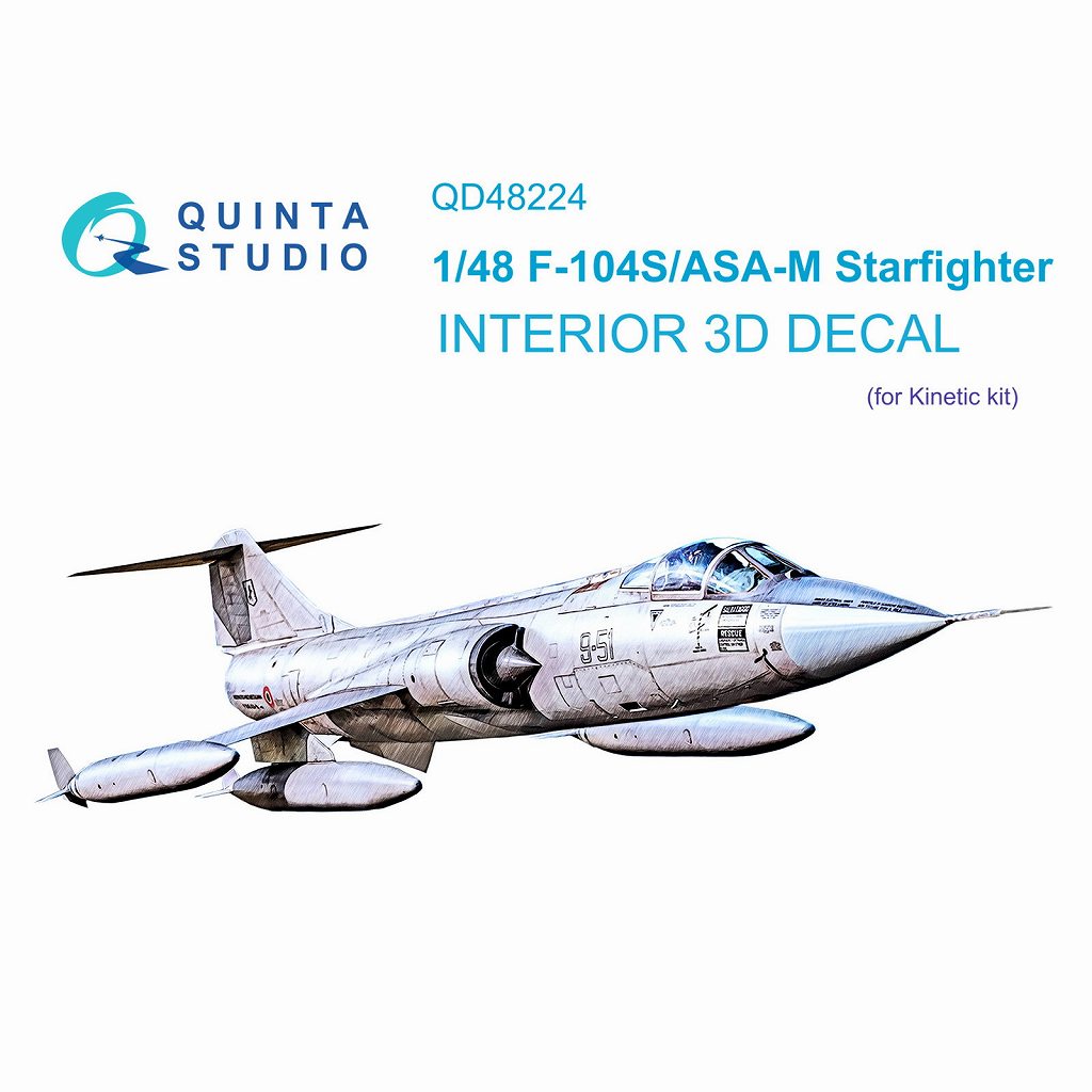 QD48224 1/48 ロッキード F-104S/ASA-M スターファイター 内装カラー3Dデカール(キネティック用)|飛行機用デカール|飛行機