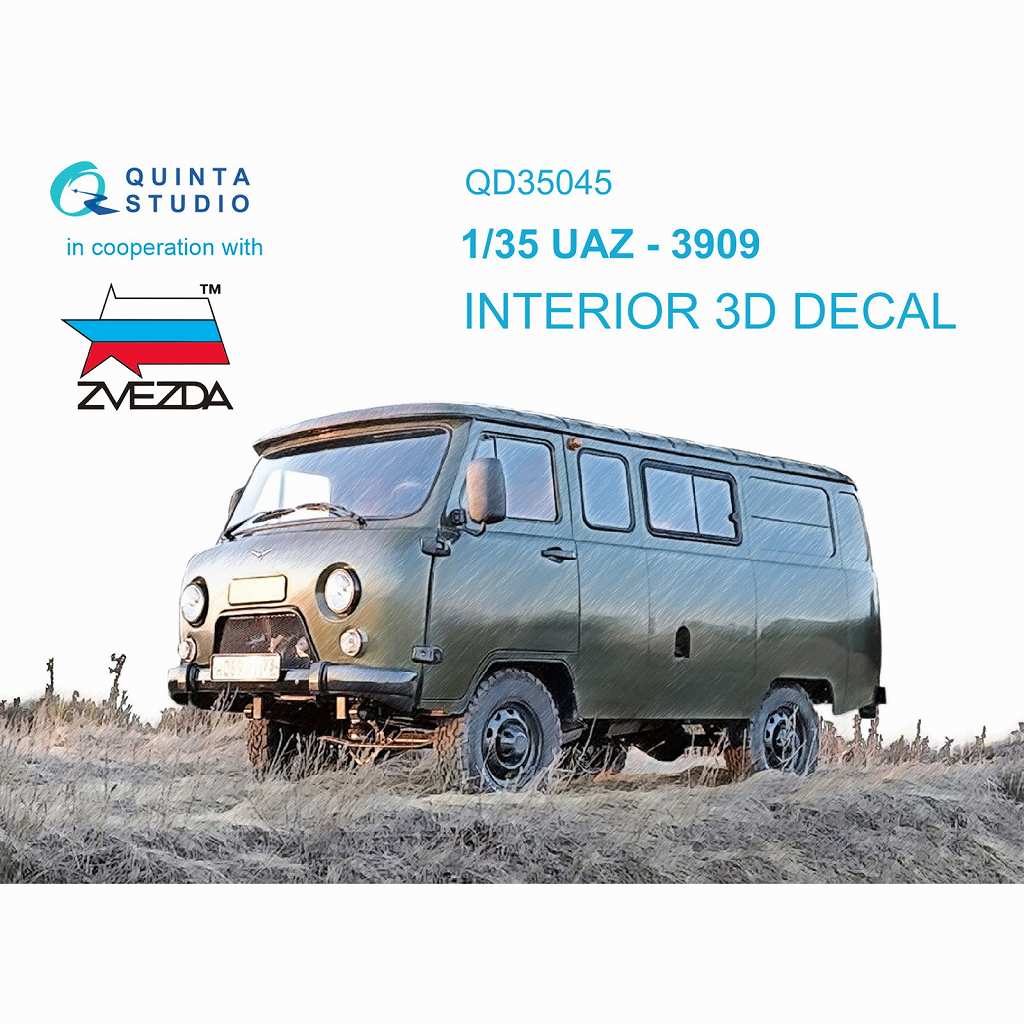 QD35045 1/35 UAZ-3909 カラー内装3Dデカール (ズベズダ用) | クインタ