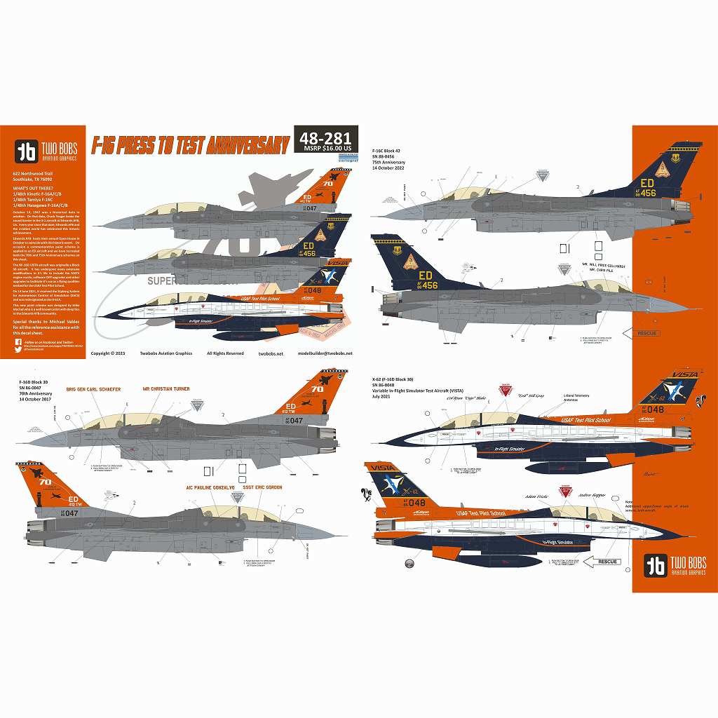 48281 F-16 Press to Test Anniversary. October 14, 1947|飛行機用デカール|飛行機