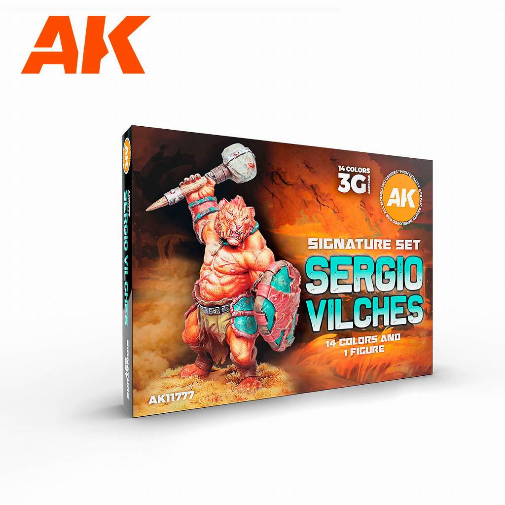 AK11777 セルジオ・ビルチェス シグネチャー3Gアクリル14色セット+フィギュア付き|塗料|ツール＆マテリアル