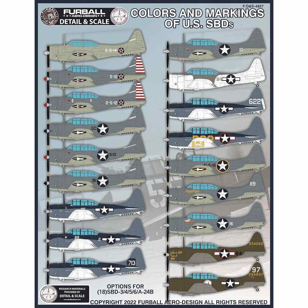 ディテール&スケール F/D&S-4827 アメリカ海軍 SBD-3/4/5/6/A-24 ドーントレス|飛行機用デカール|飛行機
