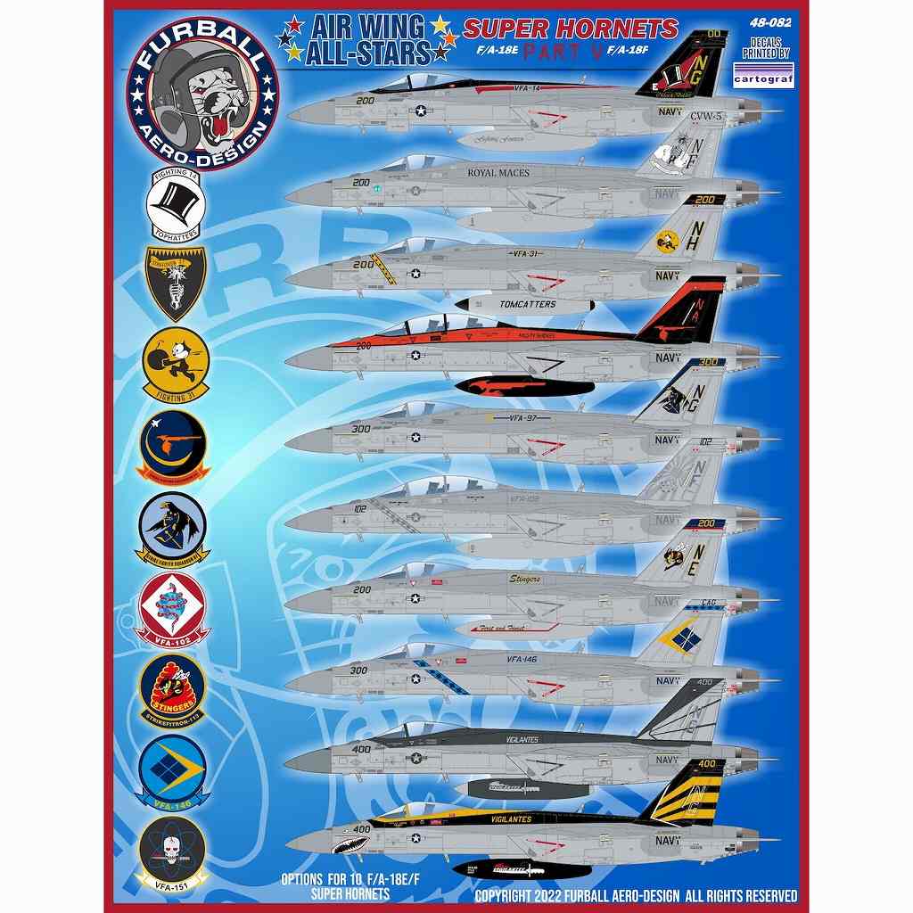 48-082 ボーイング F/A-18E/F スーパーホーネット Pt.V エアウイングオールスターズ|飛行機用デカール|飛行機
