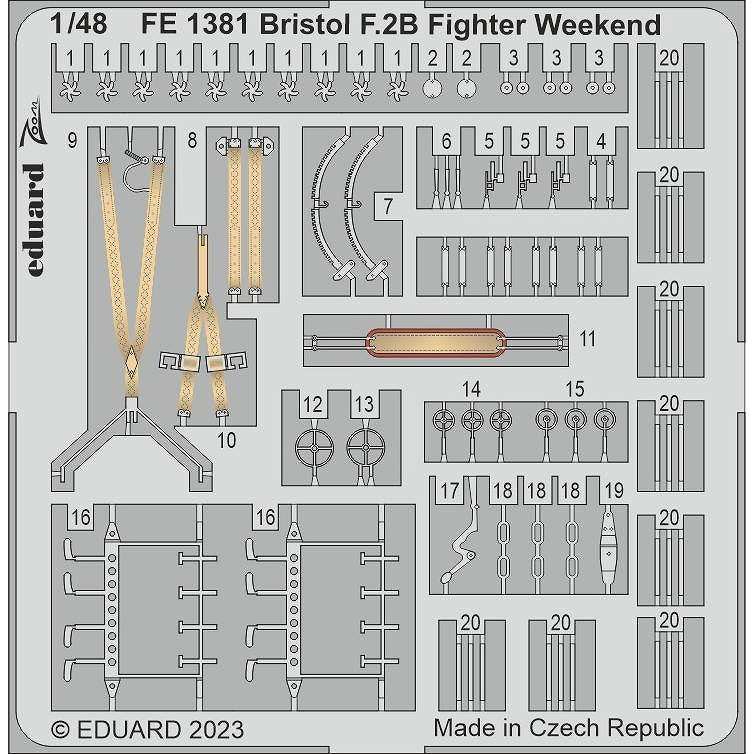 FE1381 塗装済 1/48 ブリストル F.2B ズームエッチングパーツ (エデュアルド用)|飛行機用パーツ|飛行機
