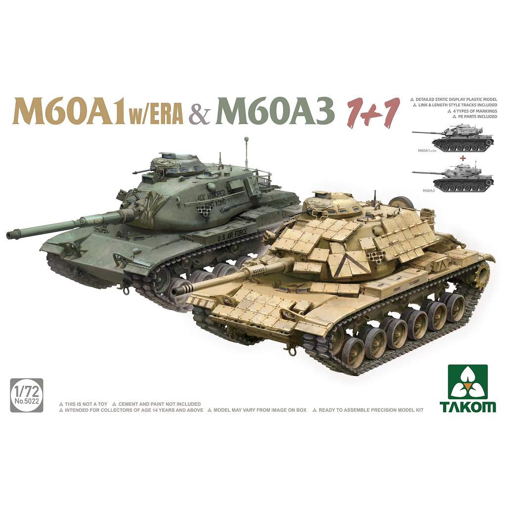 5022 1/72 M60A1w/ERA & M60A3 1+1