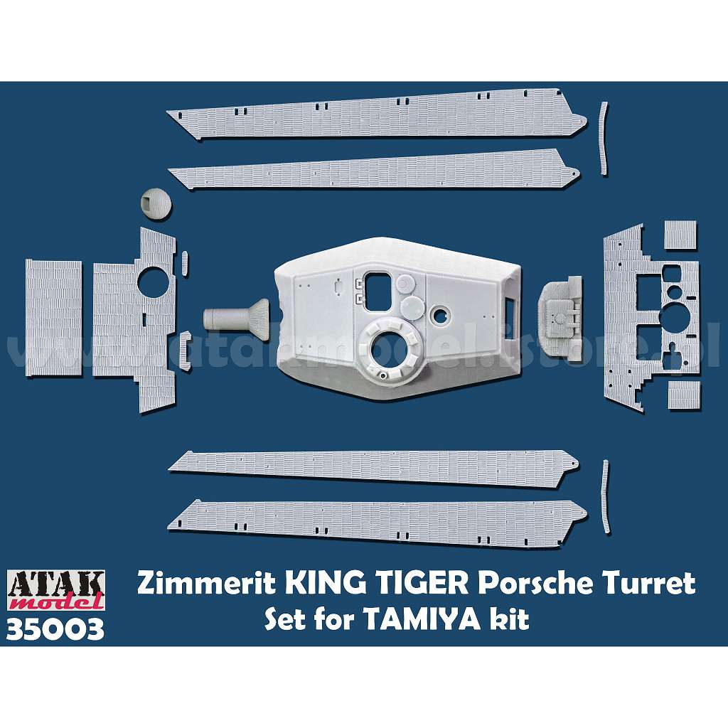 35003 1/35 WWII ドイツ キングタイガー重戦車(ポルシェ砲塔)用ツィン  