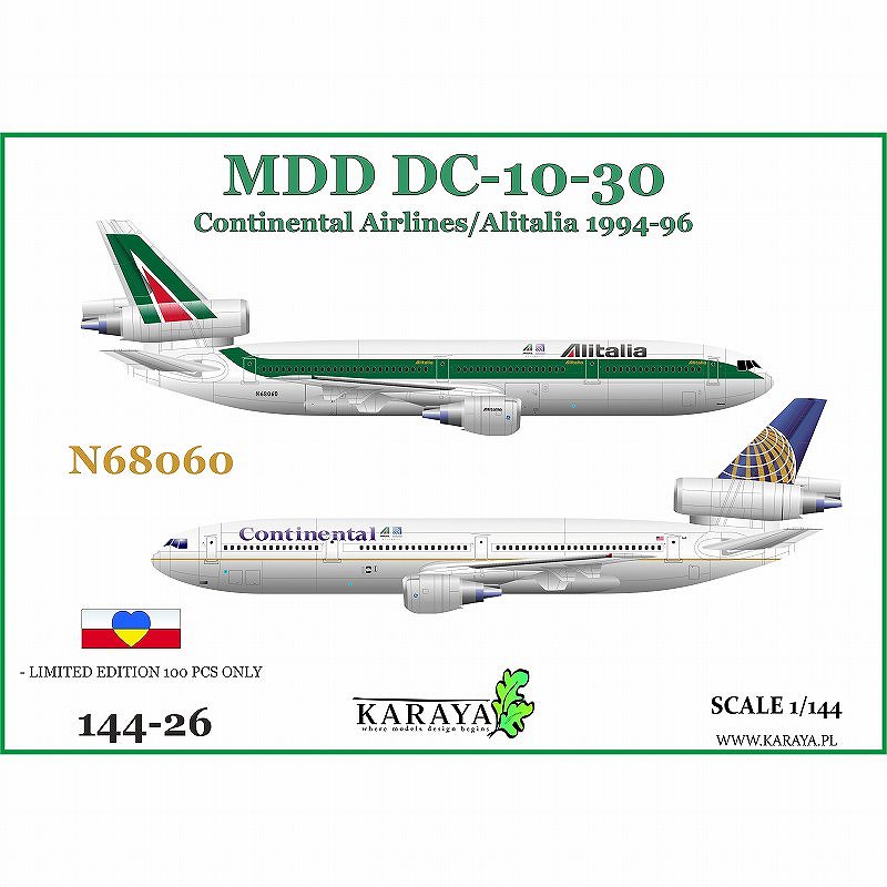 144-26 MDD DC-10-30 コンチネンタル航空/アリタリア-イタリア航空 1994-96 N68060|旅客機／民間機|飛行機