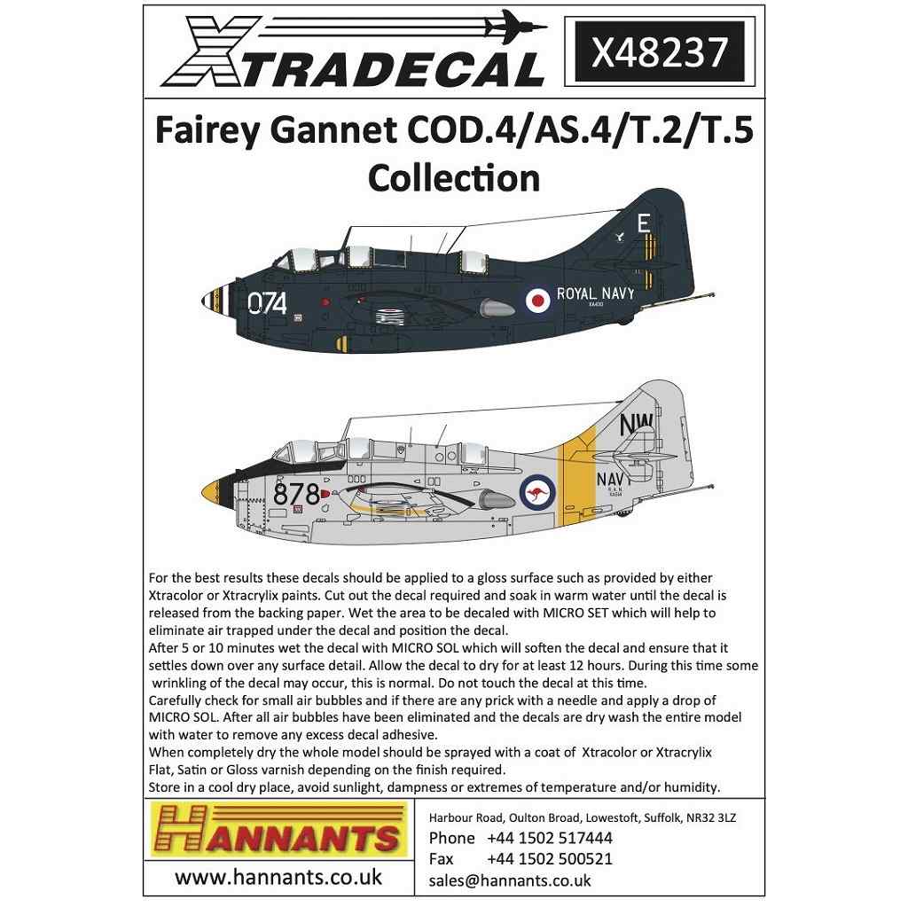 X48237 フェアリー ガネット COD.4/AS.4/T.2/T.5コレクション|飛行機用デカール|飛行機