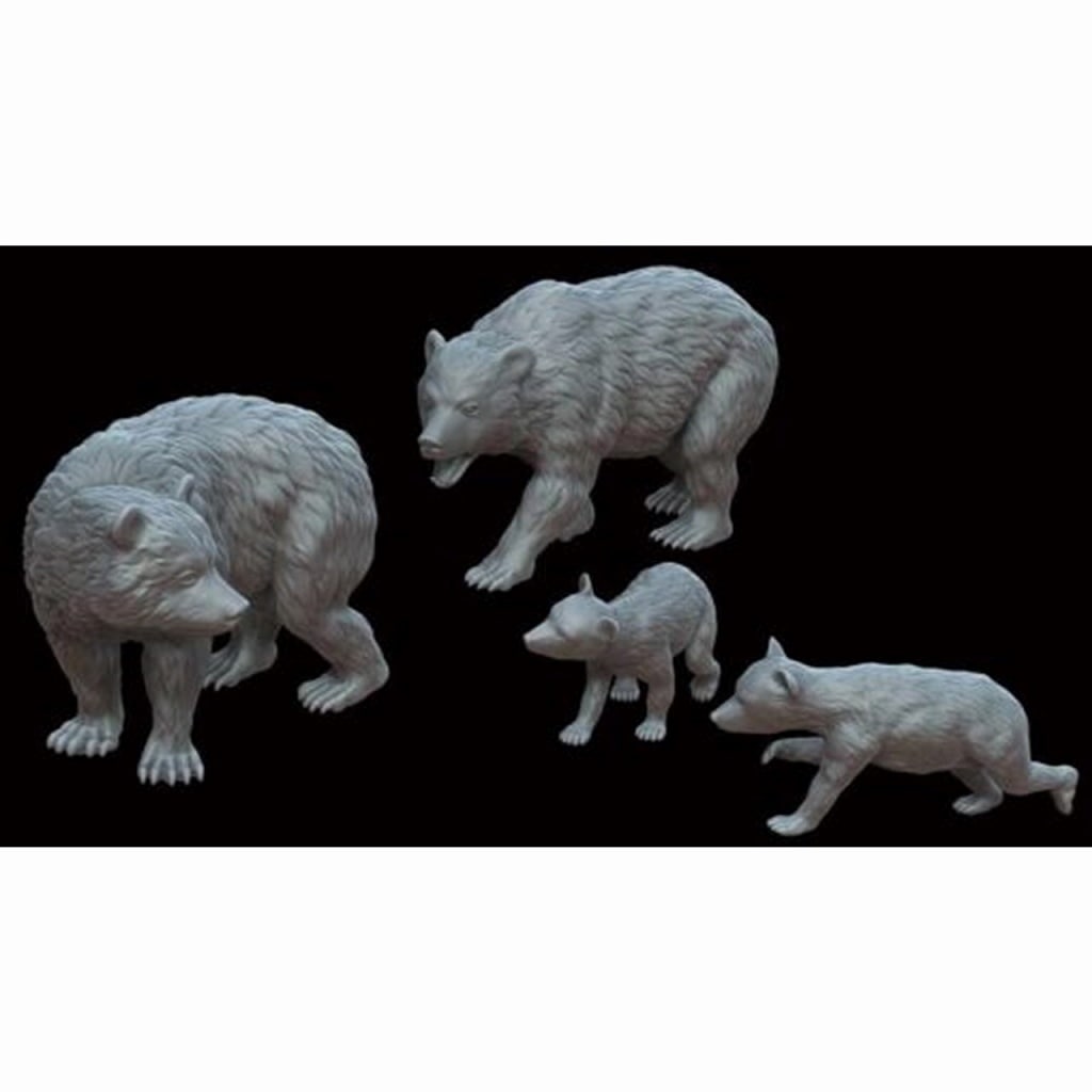 F72079 1/72 親子熊4体（親熊2体、子熊2体） 【ネコポス規格外