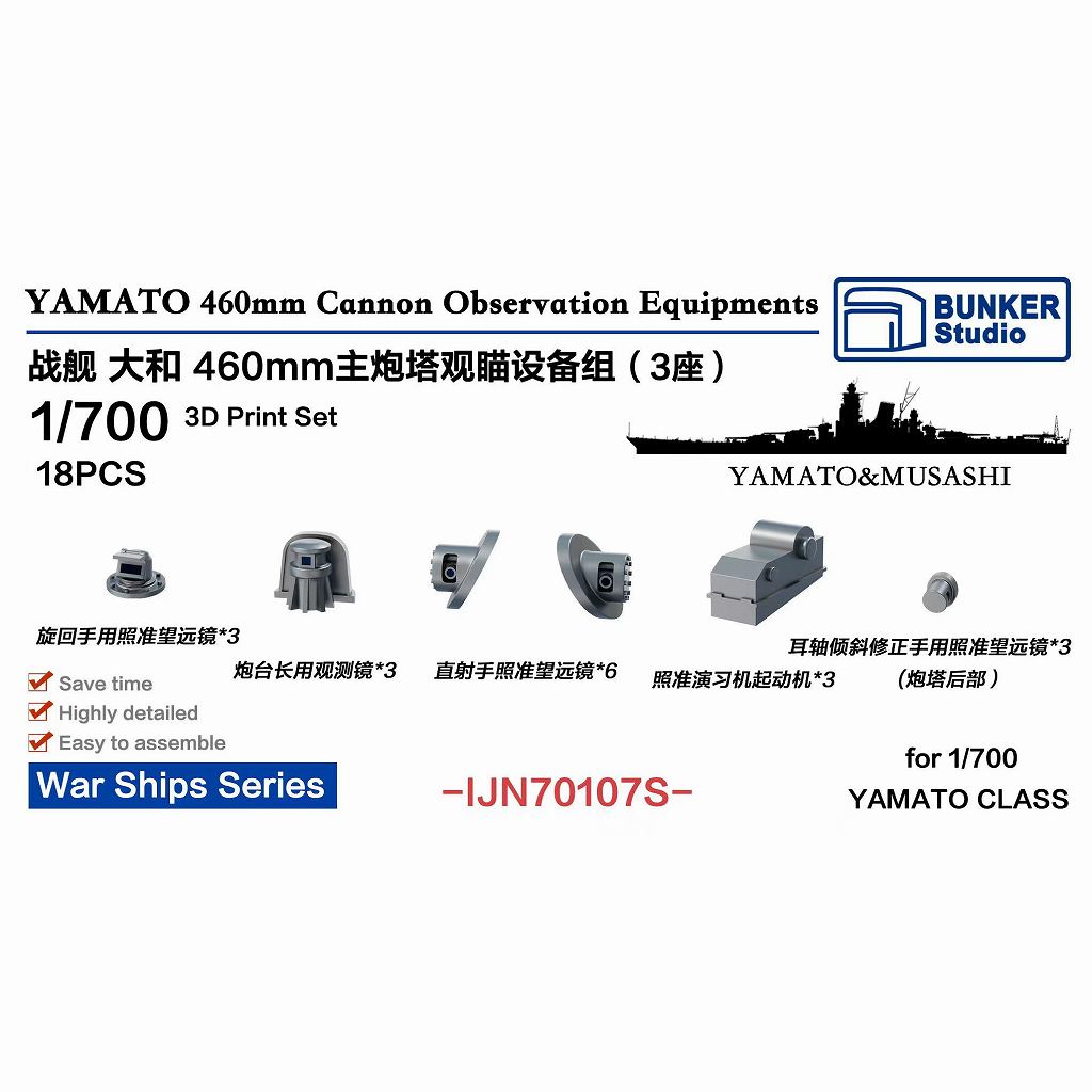 IJN70107S 1/700 日本海軍 戦艦 大和 46cm三連装砲塔用射撃指揮装置セット (3基分) 【ネコポス規格外】|艦船用パーツ|艦船