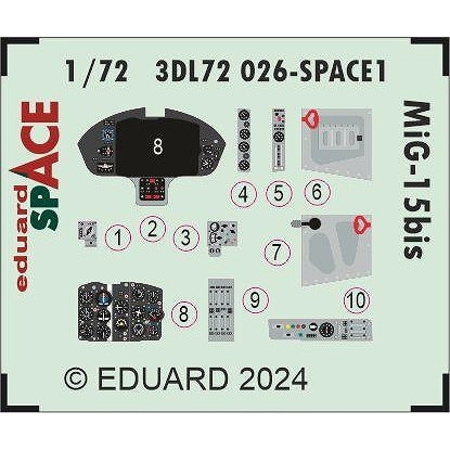 【再入荷】3DL72026 1/72 ミグ MiG-15bis ファゴット 「スペース」 内装3Dデカール w/エッチングパーツセット (エデュアルド用)|飛行機用デカール|飛行機