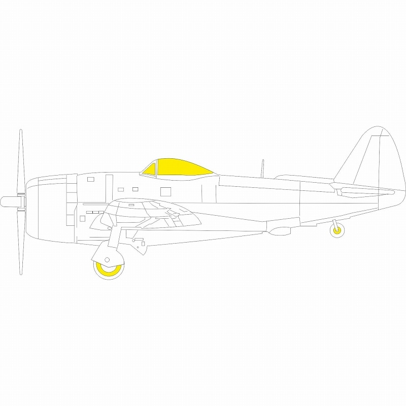 EX998 1/48 リパブリック P-47D-25 サンダーボルト 「Tフェース」両面塗装マスクシール (ミニアート用)|飛行機用マスキングシール|飛行機