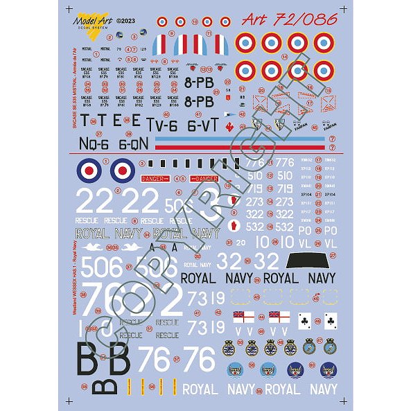 MA7286 Westland WESSEX HAS.1/Armee de l'Air: SNCASE SE535 MISTRAL|飛行機用デカール|飛行機
