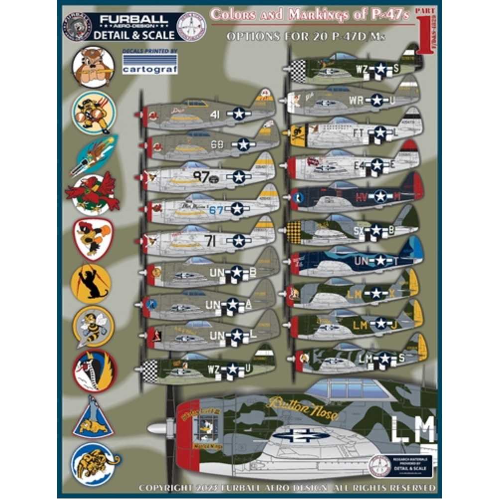 ディテール&スケール F/D&S-4829 P-47D/M サンダーチーフ カラー&マーキング Part1|飛行機用デカール|飛行機