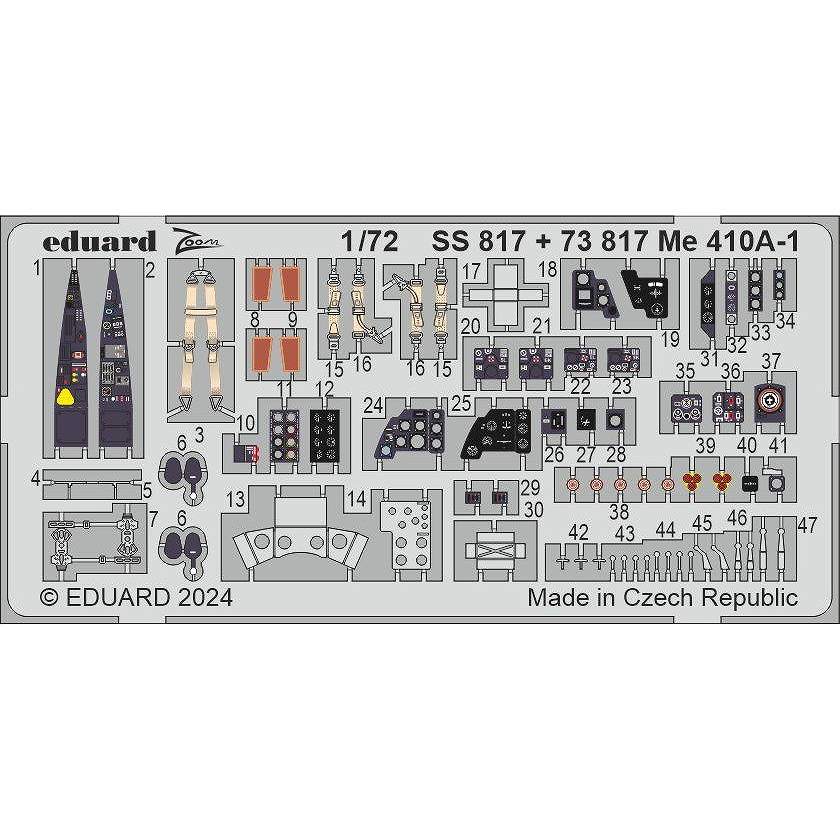 73817 塗装済 1/72 Me410A-1 エッチングパーツ (エアフィックス用)|飛行機用パーツ|飛行機