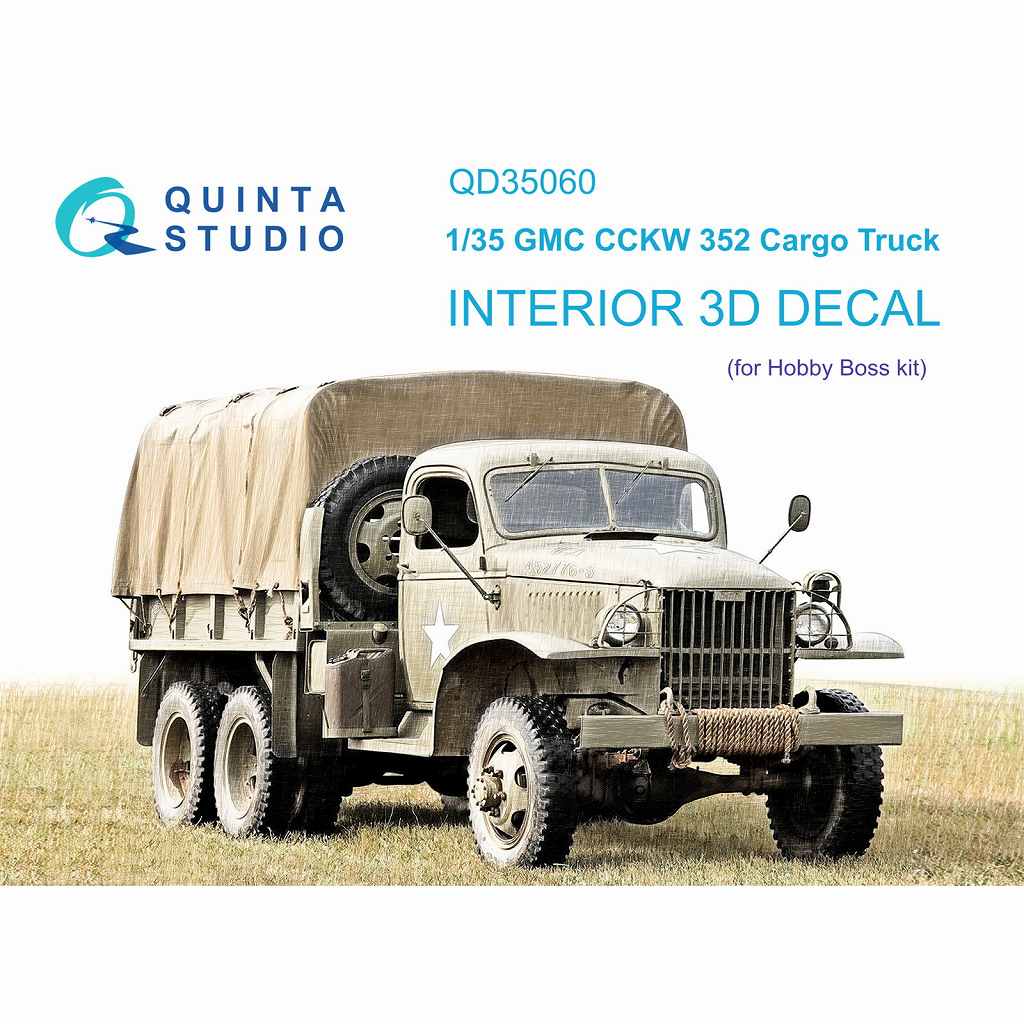 QD35060 1/35 GMC CCKW 352 カーゴトラック カラー内装3Dデカール (ホビーボス用)|AFV用デカール|AFV