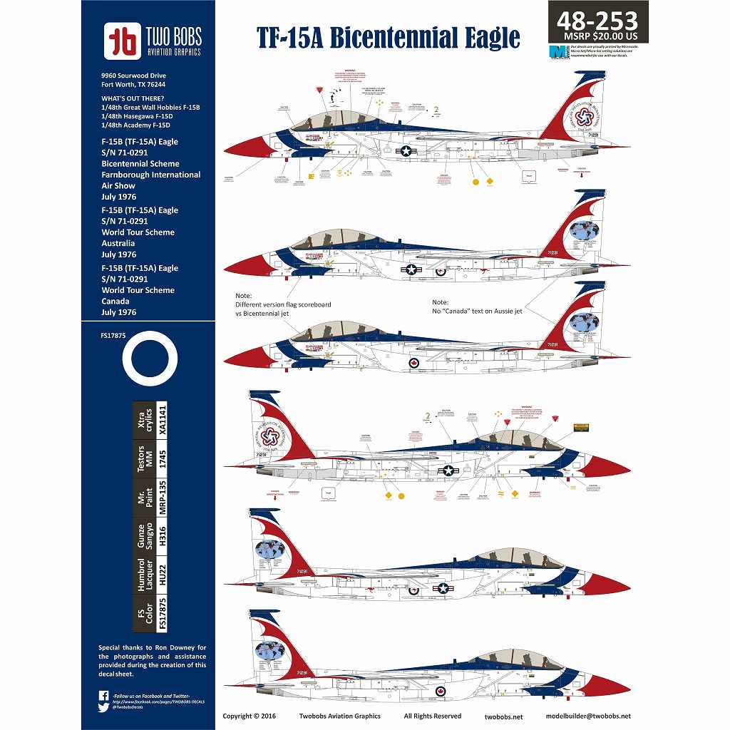 48253 TF-15A イーグル アメリカ建国200周年|飛行機用デカール|飛行機