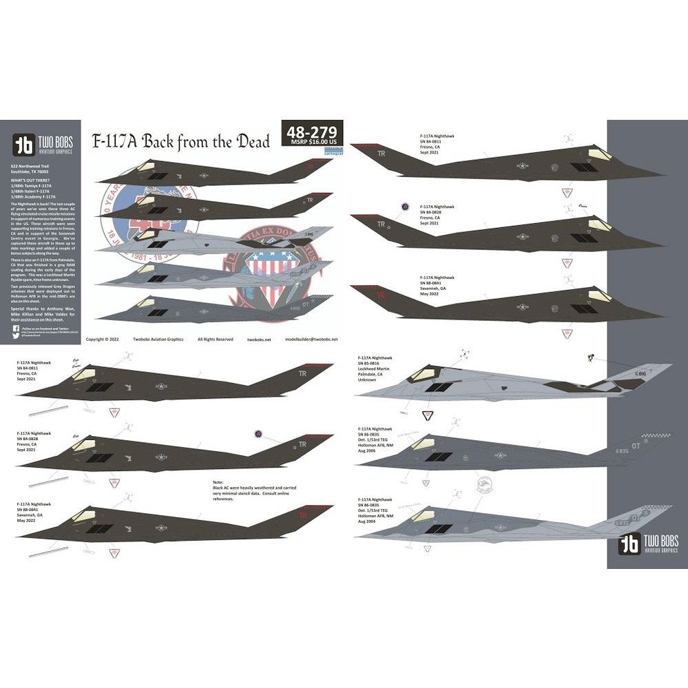 48279 )F-117A ナイトホーク バックフロムザデッド|飛行機用デカール|飛行機