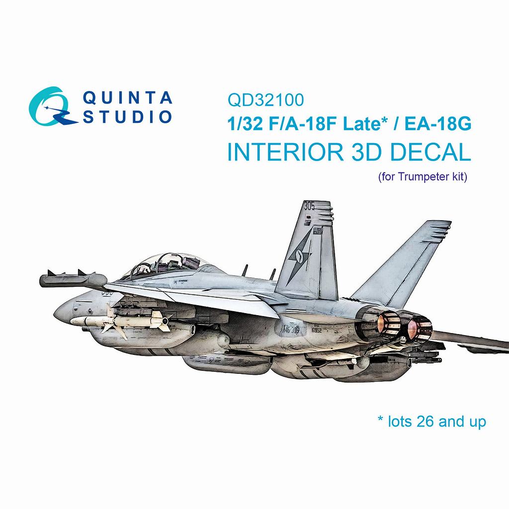 QD32100 1/32 F/A-18F スーパーホーネット 後期 / EA-18G グラウラー 内装カラー3Dデカール(トランペッター用)|飛行機用デカール|飛行機