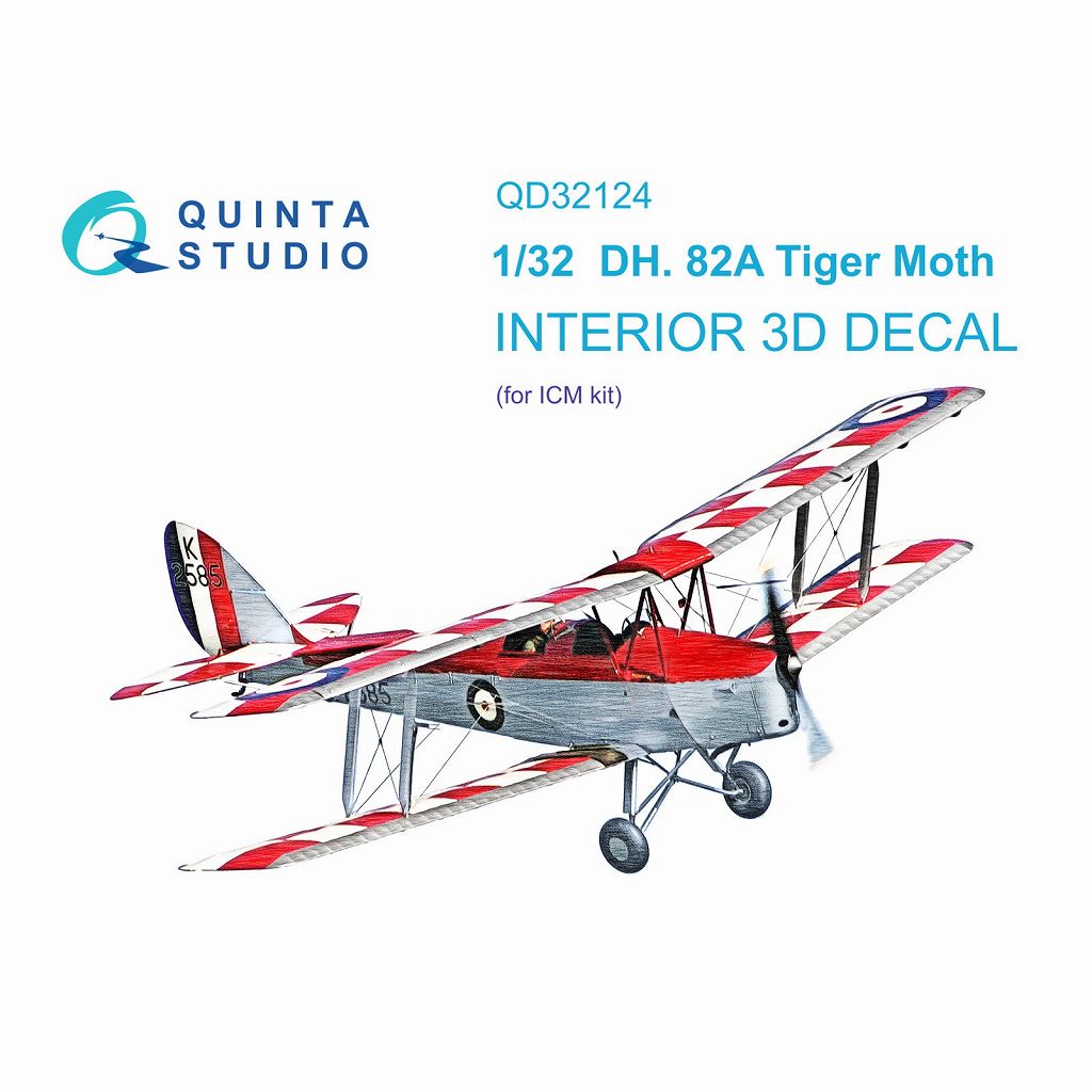 QD32124 1/32 デ・ハビランド DH 82A タイガーモス 内装カラー3D